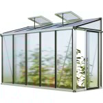 Gfp - serre adosse flora 25 - panneaux en polycarbonate d'env. 16 mm - 324x142 cm - aluminium