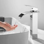 S - giant - haut robinet de lavabo cascade, robinet salle de bain avec eau froide & chaude disponible, ...
