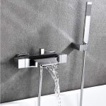 Robinet de baignoire mural  effet cascade, mlangeur pour baignoire avec douche  main, robinet mural ...