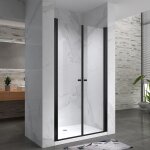 Gina - black porte de douche h195 x l. 116 � 120 cm verre transparent