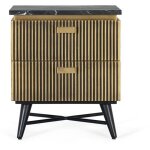 Giner y colomer - table de chevet avec 2 tiroirs faite � la main en bois et marbre