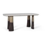 Giner y colomer - table � manger avec plateau ovale en marbre 180 cm