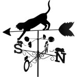 Girouette chat, mtal laqu, 50 x 170 x 40 cm, noir fabriqu en mtal noir rsistant