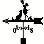 Girouette chien et homme en acier inoxydable, indicateur de direction du vent avec d�coration de jardin, ...