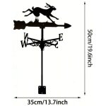 Girouette en forme de lapin, noire, creuse, indicateur de direction du vent, pour toit de jardin, cl�ture ...