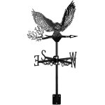 Girouette hibou en m�tal inoxydable, 1 pi�ce, avec indicateur d'orientation du vent, motif hibou, d�coration ...