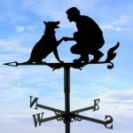 Girouette avec indicateur de direction du vent, homme et chien, design creux sculpt� en acier inoxydable, ...