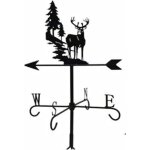 Girouette de jardin en fer sur le toit, girouette de jardin en fer de cerf de for�t de jardin, indicateur ...