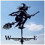 Girouette sorcire en acier inoxydable avec toit pour dcoration de jardin pour extrieur, ferme, cour, ...