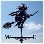 Girouette sorcire en acier inoxydable avec toit pour dcoration de jardin pour extrieur, ferme, cour, ...