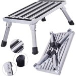 Gistuch - escabeau pliable 1 marche en aluminium, plateforme de travail tapis antidrapant, charge max ...