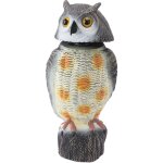 Gistuch - faux hibou statue en plastique hibou oiseau dissuasif �pouvantail hibou leurre avec t�te tremblante ...