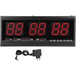 Gistuch - grande horloge murale num�rique led moderne, date, temp�rature 24 ou 12 heures, bureau, prise ...