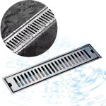 Gistuch - grille gouche anti cheveux, 80  10 cm filtre douche noir, drain de sol acier inoxydable, dtachable ...