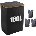 Gistuch panier à linge avec couvercle - 3 compartiments - 160 l - avec 3 sacs à linge - grand panier ... Gistuch panier à linge avec couvercle - 3 compartiments - 160 l - avec 3 sacs à linge - grand panier ...