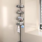 Tagre de douche rglable en hauteur, 4 niveaux, tagre d'angle tlescopique, hauteur 80  383 cm, rangement ...