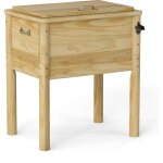 Glacière de terrasse en bois, glacière d'extérieur 51l avec 3 poignée et décapsuleur, seau à glace avec ... Glacière de terrasse en bois, glacière d'extérieur 51l avec 3 poignée et décapsuleur, seau à glace avec ...