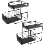 Glit rangement sous �vier � 2 niveaux, organisateur de cuisine avec tiroirs coulissants, panier coulissan ...