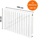 Global radiatori - radiateur aluminium horizontal h. 44 x 104 cm vip 350 deville 1261 w