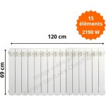 Global radiatori - radiateur aluminium horizontal h. 69 x 120 cm vox 600 deville 2190 w