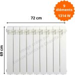 Global radiatori - radiateur aluminium horizontal h. 69 x 72 cm vox 600 deville 1314 w