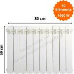 Global radiatori - radiateur aluminium horizontal h. 69 x 80 cm vox 600 deville 1460 w