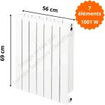 Global radiatori - radiateur aluminium vertical h. 69 x 56 cm vip 600 deville 1001 w