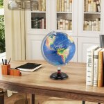 Globe terrestre lumineux 30 cm lampe de nuit globe avec support en bois et carte claire pour enfants ...