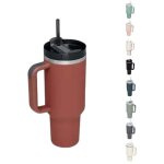 Gobelet isotherme en acier inoxydable de 40 oz - gobelet de voyage d'aventure avec poign�e, paille et ...