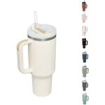 Gobelet isotherme en acier inoxydable de 40 oz - gobelet de voyage d'aventure avec poign�e, paille et ...
