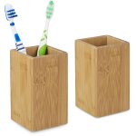 Gobelet porte brosse à dents en lot de 2, hxlxp: 11 x 6, 5 x 6, 5 cm bambou nature verre salle de bain, ... Gobelet porte brosse à dents en lot de 2, hxlxp: 11 x 6, 5 x 6, 5 cm bambou nature verre salle de bain, ...