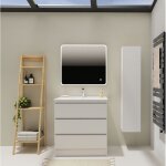 Godart - meuble salle de bain 80 cm a poser - plan vasque céramique - blanc mat - karaib 2 Godart - meuble salle de bain 80 cm a poser - plan vasque céramique - blanc mat - karaib 2