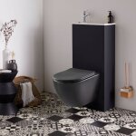 Pack wc suspendu avec lave - mains intgr + cuvette sans bride noir mat fixations invisibles cyrus