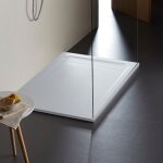 Godart - receveur de douche extraplat blanc 90x120 cm en solidstone antidrapant texture ardoise - belize ...