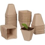 Godets semis biod�gradables, lot pratique de 120, carr�, hlp 8 x 8 x4 cm, pots de jardinage en papier, ...
