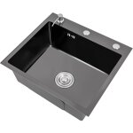50 x 45 cm Évier de cuisine encastrable en acier inoxydable noir 1 bac pour cuisines et salles de bain ... 50 x 45 cm Évier de cuisine encastrable en acier inoxydable noir 1 bac pour cuisines et salles de bain ...