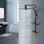Gojoy - colonne de douche moderne montage mural thermostat noir + or robinet de douche robinet ensemble ... Gojoy - colonne de douche moderne montage mural thermostat noir + or robinet de douche robinet ensemble ...