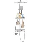 Ensemble de douche thermostatique 4 modes avec douchette et pommeau de douche en laiton, bouton piano, ...