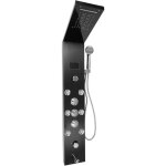 Panneau de douche noir pluie douche en acier inoxydable led 6 fonctions 8 x jets de massage systme de ...