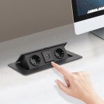 Prise encastrée avec 2 prises usb 2 euro prise de table polyvalente aluminium noir Prise encastrée avec 2 prises usb 2 euro prise de table polyvalente aluminium noir