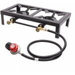 R�chaud � gaz de camping portable, cuisini�re � gaz � double br�leur avec tuyau r�gulateur pour camping ...