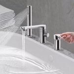 Robinet de baignoire chrom�, combinaison de baignoire � une main � 3 trous m�langeur de baignoire, la ...