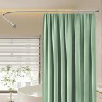 Tringle  rideau de douche en l, tringle d'angle rglable pour rideau de douche en acier inoxydable, ...