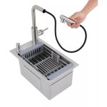 Vier de cuisine avec robinet r�tractable �vier encastr� en acier inoxydable �vier de cuisine �troit pour ...