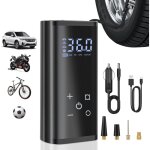 Gonfleur de pneu de voiture portable, modèle à affichage numérique tactile comme batterie externe (trois ... Gonfleur de pneu de voiture portable, modèle à affichage numérique tactile comme batterie externe (trois ...