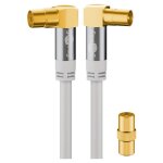 Câble d'antenne tv (135 db), 4x blindé, plaqué or, prise coaxiale 90° fiche coaxialee 90°. longueur de ... Câble d'antenne tv (135 db), 4x blindé, plaqué or, prise coaxiale 90° fiche coaxialee 90°. longueur de ...