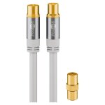 Goobay - cble d'antenne tv (135 db), 4x blind, plaqu or, prise coaxiale fiche coaxiale. longueur de ...