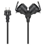 Goobay - c�ble de rallonge double pour l'ext�rieur, 5 m, noir, fiche � contact de protection (type e ...