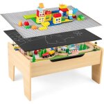 Goplus - 100pcs table circuit de train enfant en bois, 2 en 1 table rail de train enfants 3 + ans pistes ...