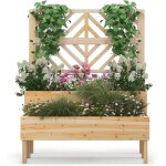 Goplus 2 en 1 jardinière surélevée avec treillis en bois à 2 niveaux pour vigne, bac à fleurs avec trou ... Goplus 2 en 1 jardinière surélevée avec treillis en bois à 2 niveaux pour vigne, bac à fleurs avec trou ...